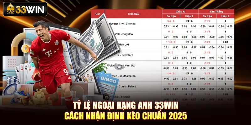 Tỷ Lệ Ngoại Hạng Anh 33Win - Cách Nhận Định Kèo Chuẩn 2025